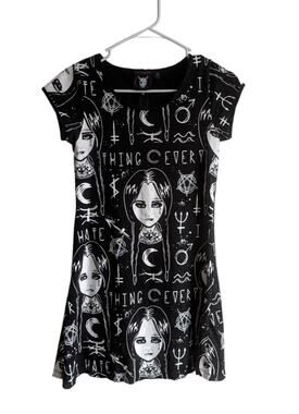 Rat Baby Wednesday Adams Black/White Dress Witchy Occult Gothic Size Small